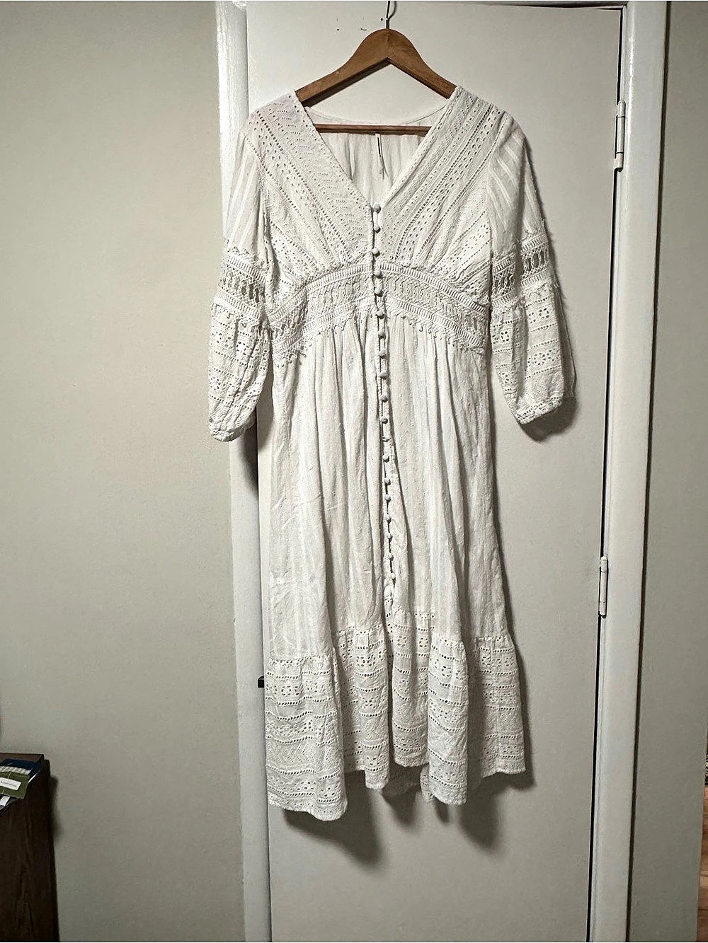 Anthropologie White Midi Dress US 8